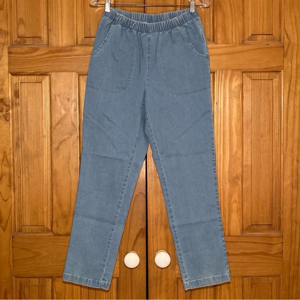 NWOT Woman Within Vintage 90s Pull On Pants Elastic Waist Blue Size 12W